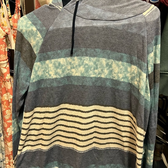 Striped Blue and Gray Women’s hoodie - Picture 1 of 3